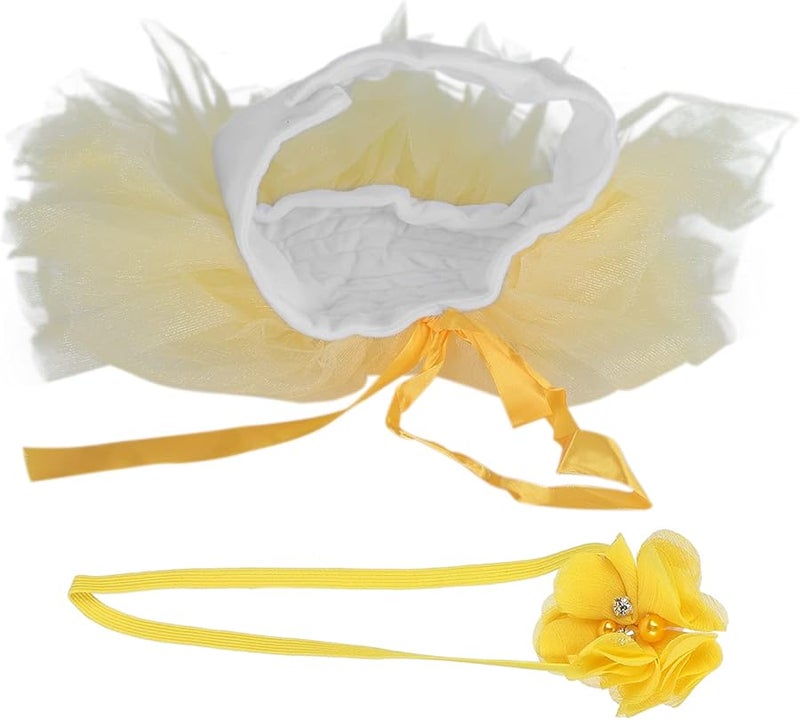 Newborn Baby Girl Photography Outfit Set Light Yellow Soft Elastic Skirt Headdress 0 3 Months - Image 5